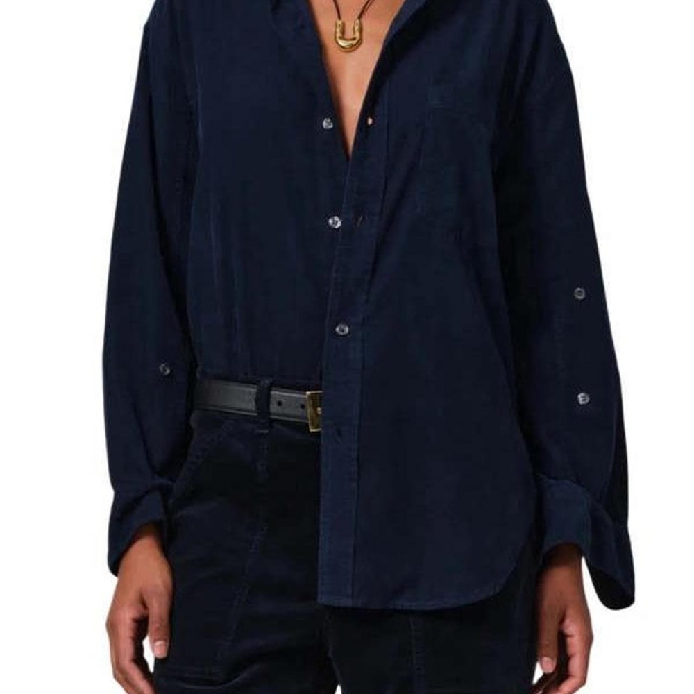 Citizens of Humanity Kayla Corduroy Shirt Medium Navy Blue NWOT